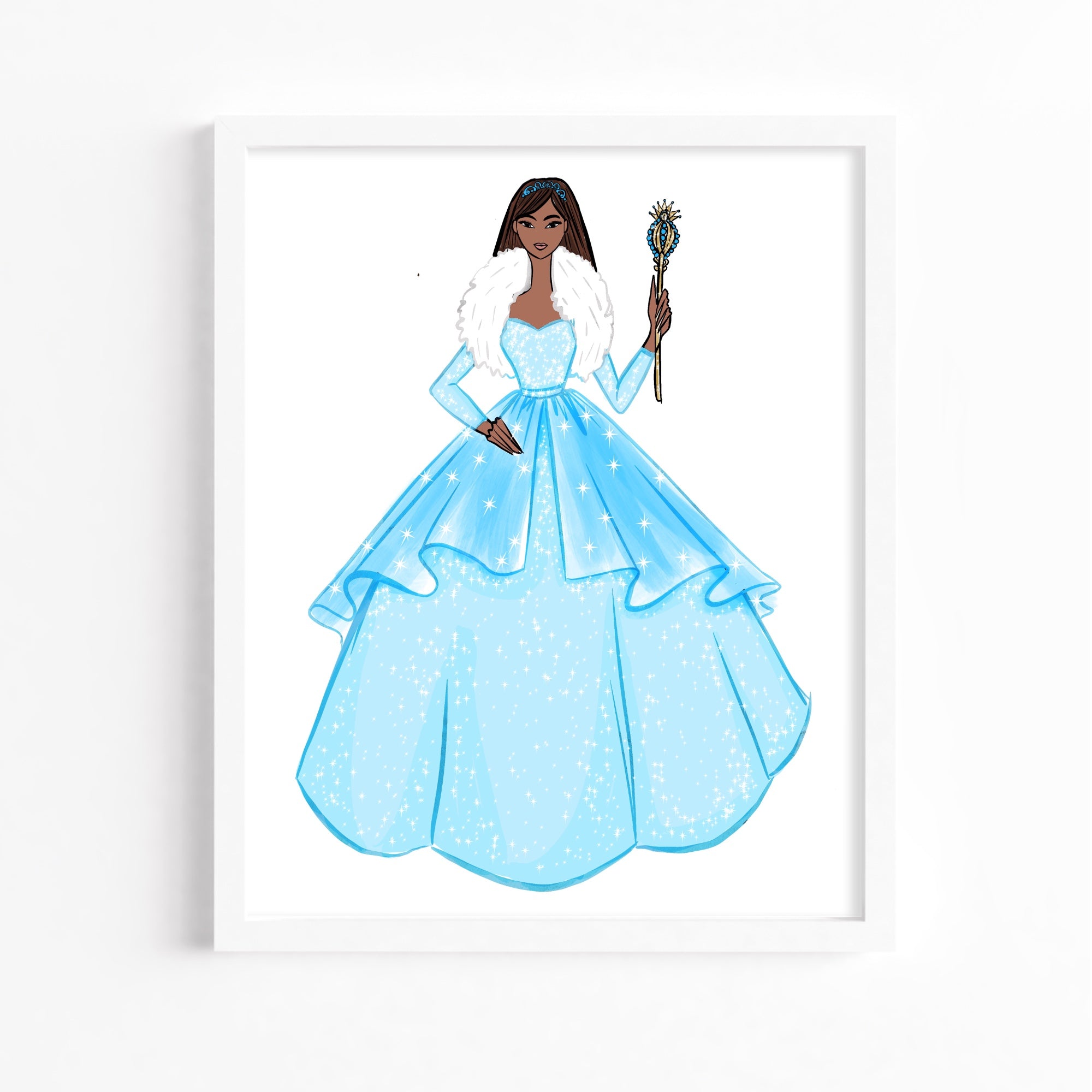Winter Princess- Blue Diamonds Fashion Print Splendorous Strokes Winter Princess- Blue Diamonds Fashion Print Splendorous Strokes