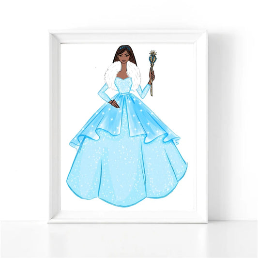 Winter Princess- Blue Diamonds Fashion Print