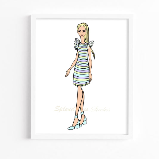 Modern Girl- "Step Our in Stripes" Fashion Print